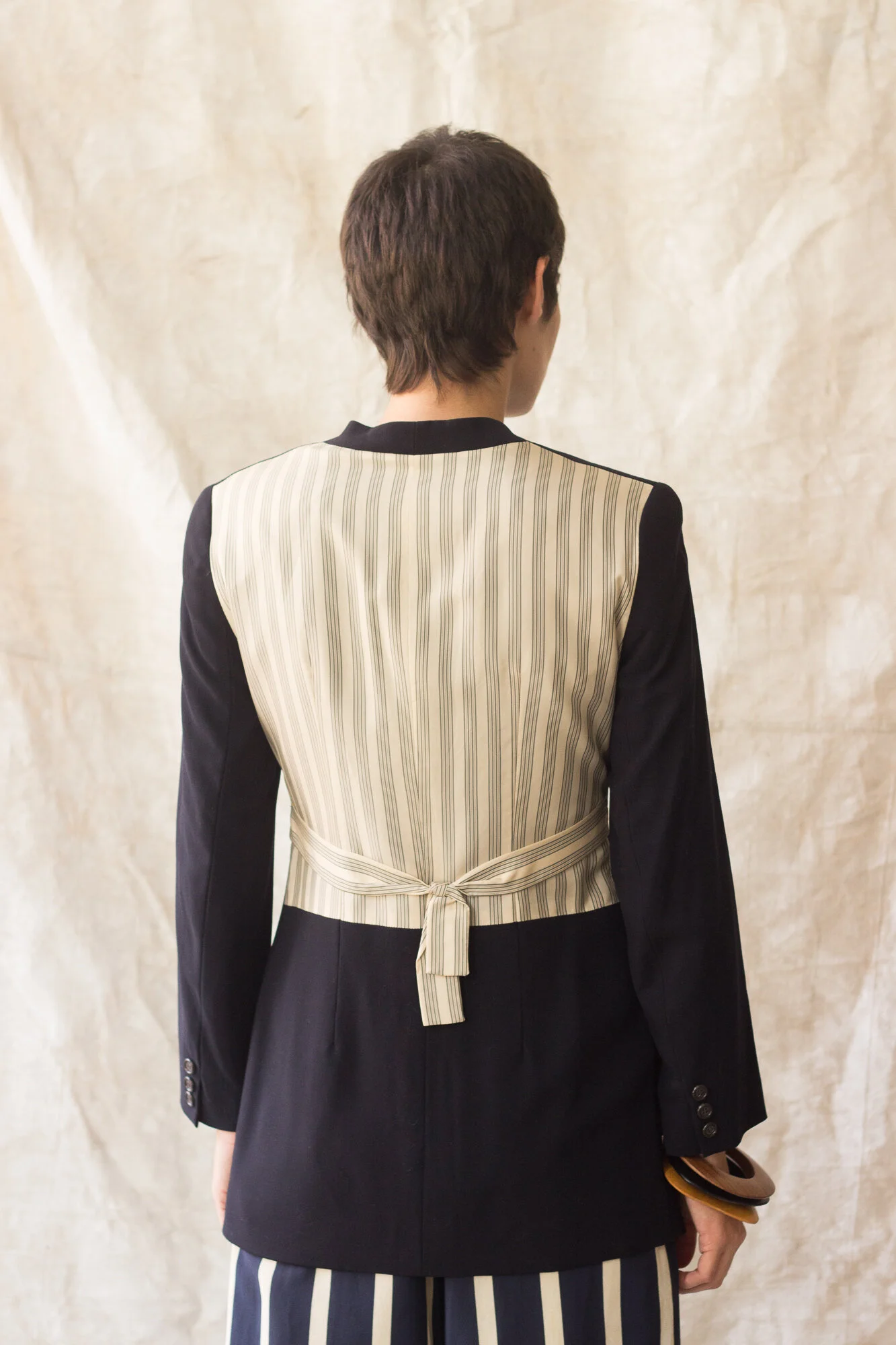 80-90s DONNA KARAN　Linen Over Jacket DONNA KARAN Vintage 1990s Silk Linen Mix Fabric Timeless